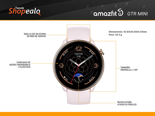 Smartwatch Reloj Inteligente Amazfit Gtr Mini Rosa Gps Cta-*
