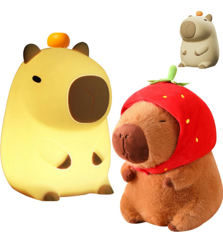 Capybara Night Light + Capibara De Peluche Con Forma De Fres