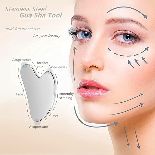 Herramienta Facial Gua Sha Squligt De Acero Inoxidable Plate