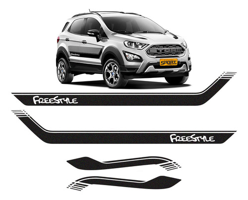 Faixa Compatível Ecosport Freestyle Adesivo Decorativo Preto