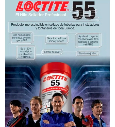 Hilo Teflon Sellador Loctite 55 X 50mts P/ Caños Agua Y Gas