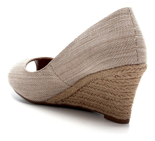 Sapato Peep Toe Anabela Santa Lolla Tecido Linho | Mercado Livre