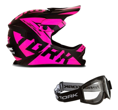 Capacete Off Road Motocross Infantil + Oculos Mx Pro Tork