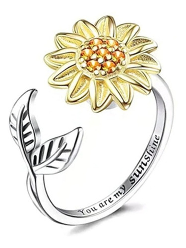 Anillo Ajustable De Girasol Antiestres Giratorio Para Dama 