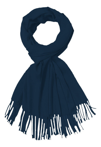 Bufanda De Invierno Moda Mujer Suave Al Tacto Caliente Lisa Color Azul Oscuro Diseño De La Tela Liso Talla Unitalla
