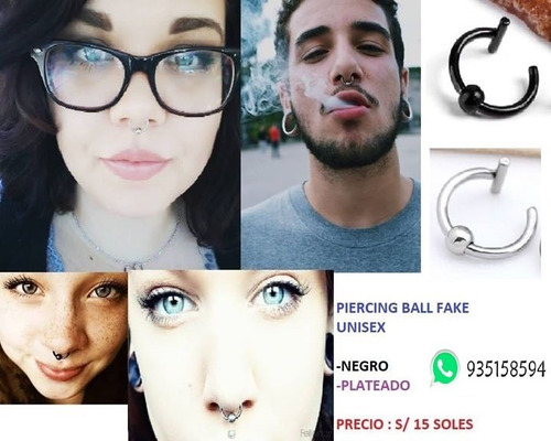Imagen 5 de 10 de Llegaron Los Piercings Unisex Falsos /reales No Perforar