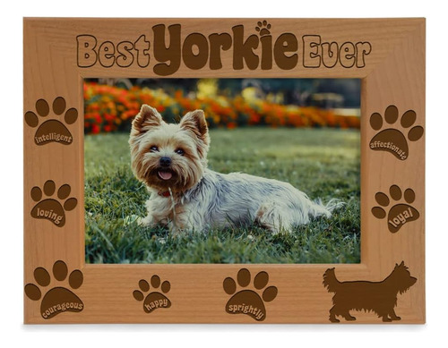 Best Yorkie Ever Engraved Natural Wood Picture Frame, P...