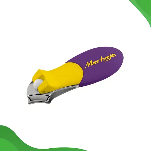 Cortador de uñas lateral Merheje Touch mango de goma color amarillo / morado