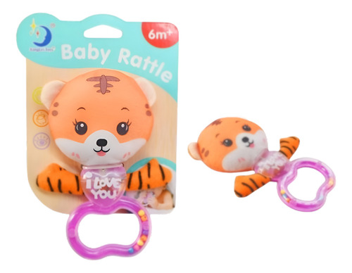 Sonaja Para Bebé Con Diseño De Animales De Tela Violeta Tigre