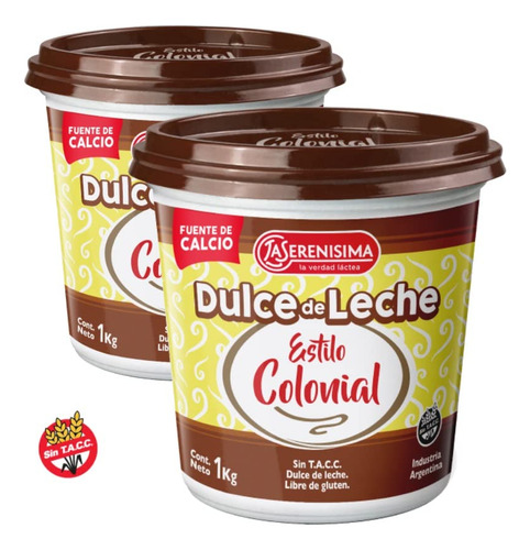 Dulce De Leche Receta Tradicional Colonial 2 X 1 Kg Jarra