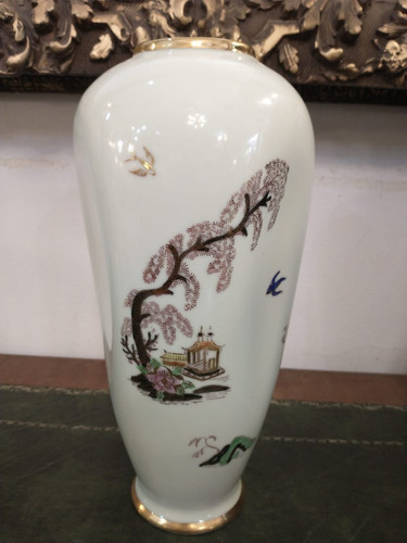 Antiguo Florero De Porcelana Tsuji Pintado A Mano