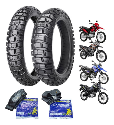 Jogo De Pneu 110/90-17 90/90-19 Bros Crosser E Xre C/camara