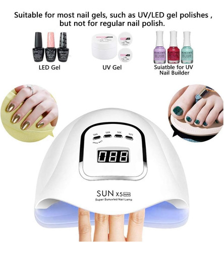 Lámpara Uv Led Para Uñas Secado Rápido 45led 150w & Guantes