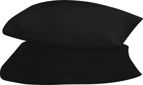 2 Fundas De Almohada Negras King Size Microfibra Suave Lisa