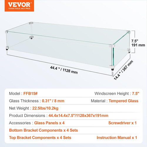 Protector De Viento De Vidrio Para Mesa Rectangular Para Fog