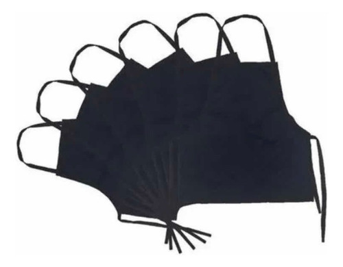 10 Mandiles 3 Bolsas Negro Gabardina Ligera Delantal Algodón Diseño De La Tela Ninguno