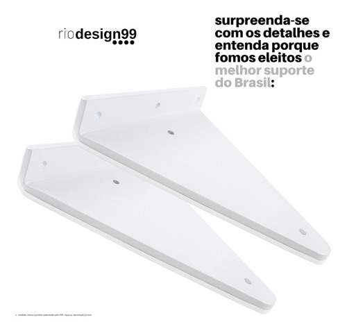 15cm - Mão Francesa Cantoneira Branca Reforçada - Rio Design99 - Ferro Aço Suporte Para Prateleira Resistente Industrial Prateleira Madeira Bancada Estante Triangular S28