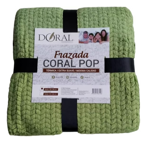 Frazada Coral Pop 1.5 Plazas Doral Color Verde - Sc