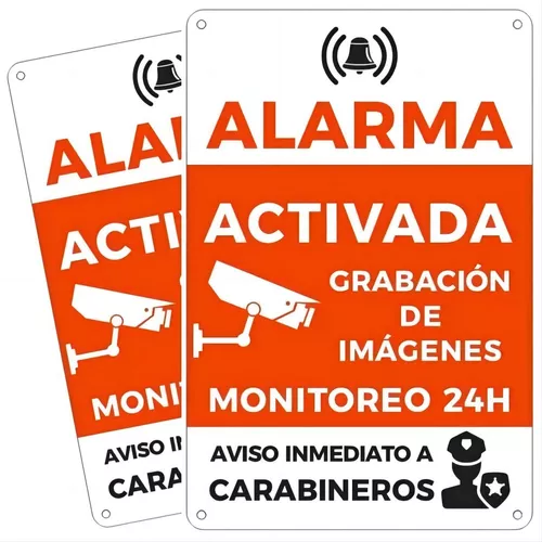 Placa disuasiva cartel para alarmas, Metálica