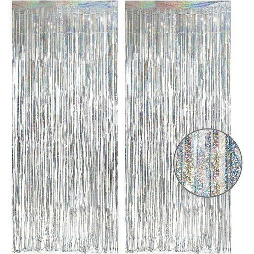 Silver Foil Fringe Tinsel Backdrop Glitter - Greatril Metall