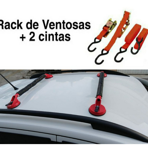 Rack Ventosa Para Automóveis Planchas Caiaques + 2 Cintas 