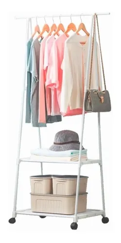 comprar Perchero Colgar Ropa Ruedas Triangular Rack Movil Estanteria Color Blanco