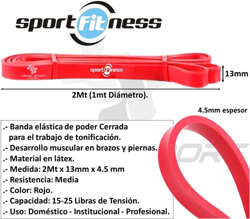 Imagen 4 de 10 de Kit 3 Pzs Banda Poder Elástica Sportfitness Tonificacion Gym