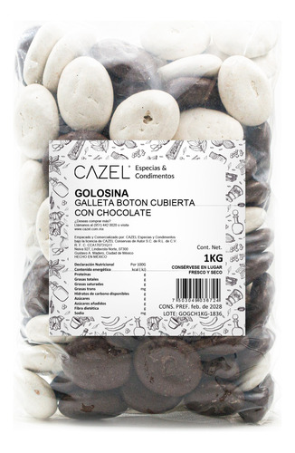 Galleta De Botón Cubierta Con Chocolate 1kg