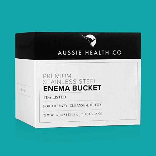 Kit Cubo De Enema Acero Inoxidable, No Tóxico, Aussie Health