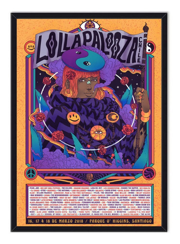 Cuadro - Afiche Enmarcado Lollapalooza Chile 2018