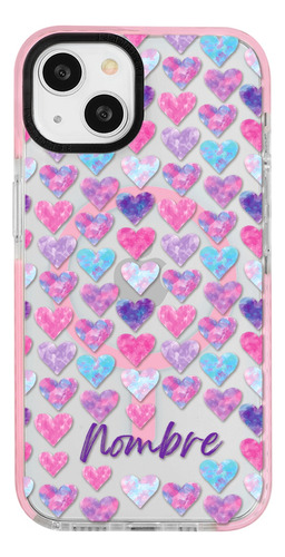 Funda Para iPhone Magsafe Personalizada Con Nombre Corazones