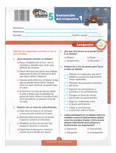 Pack 3 Exámenes Trimestrales 5° Primaria 2024 - 2025