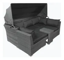 Comprar Set Sillones Exterior Tipo Camastro Con Techo Y Mesa Premium