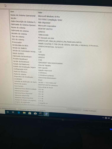 Lenovo Think Centre M920s Core I7 M12gb Hd 500 Gb Win10 Pro