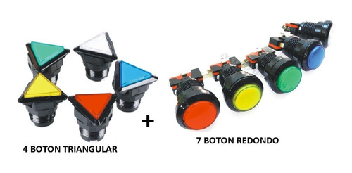 4 Boton Triangular Luminoso+led+micro + 7 Boton Redondo Lumi