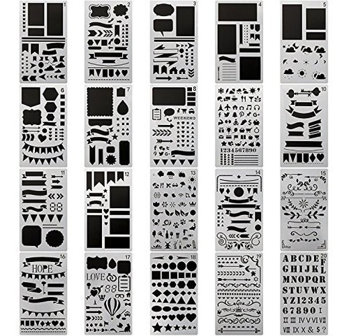 20 Pcs Journal Stencil Plastic Planner Set Para Diario Diar