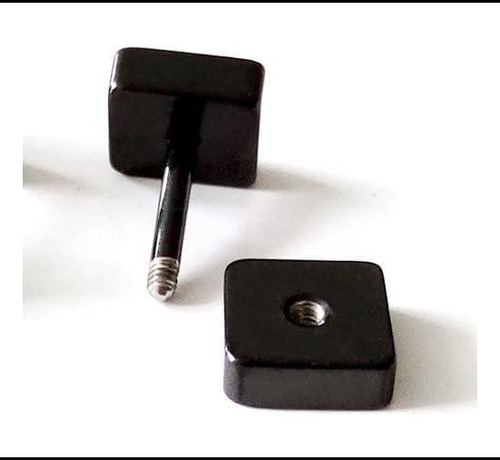 2 Pendientes De Barra De Cubo Negro De 6 Mm Para Hombre, Los