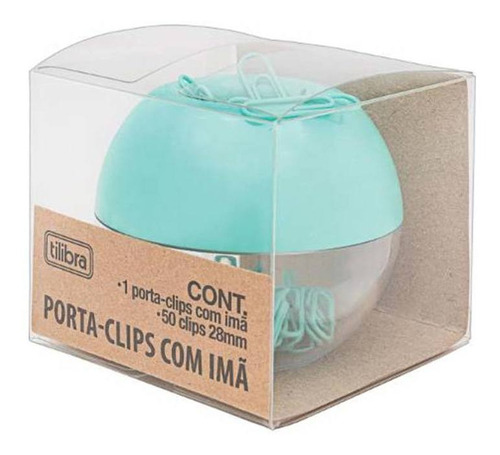 Porta Clips Magnético Aqua Com 50 Clips Tilibra