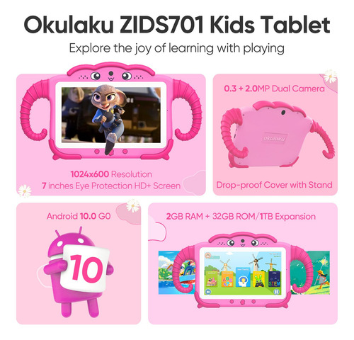 Tableta Para Niños De 7 Pulgadas 32gb Con Funda Software