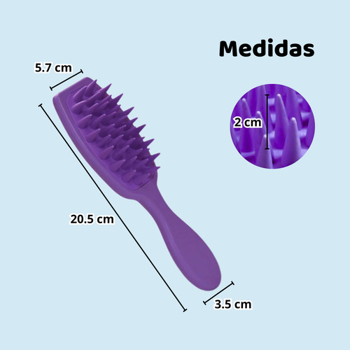 Cepillo Masajeador Capilar Cerdas Silicona Anchas Flexible Color Verde Claro