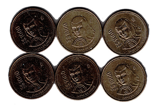 Monedas 1000 Pesos  Juana De Asbaje Nueva 1989  6 Piezas
