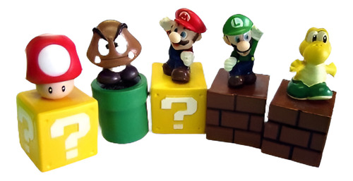 Lote 5 Piezas Super Mario Bros Mini Acción Figura Pvc Juguet