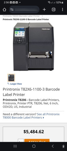 Impresora De Etiquetas Printronix T82x6 6 Pulgadas 203dpi