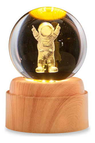 Lampara De Noche Led 3d Galaxia Bola Cristal Base Giratoria Astronauta