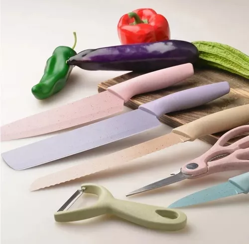 Set De Cuchillos Para Cocina Practiksa Chef Construidos En Acero Inoxidable  Con 6 Piezas Multicolor