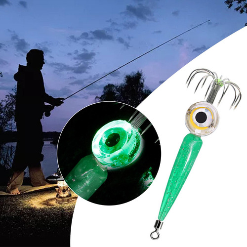Lámpara De Señuelo De Calamar Led Con 12 Ganchos Verde