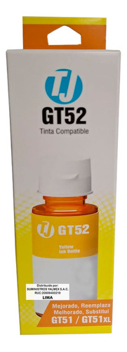 Tinta Compatible Gt52 Yellow Para Hp 5810 / 5820