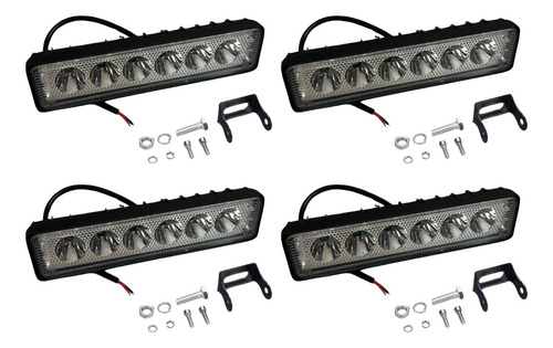 X4 Barras Faro Auxiliar 6 Led Rectangular 12v Universal 4x4