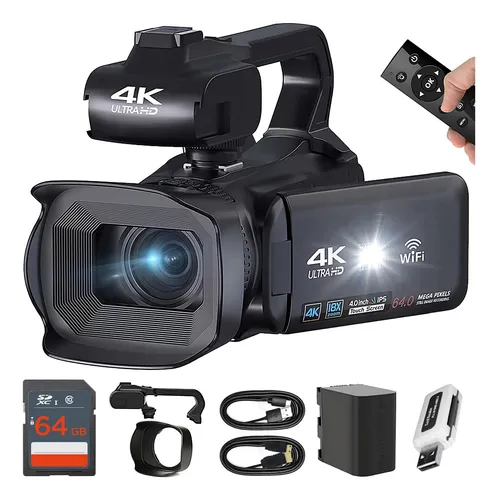 Acuvar Cámara De Video 4k 64mp Con Enfoque Automático Para V