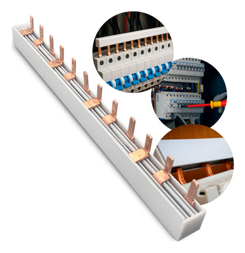 Kit 1un Barramento Pente Tripolar Trifasico 12 Polos - 63a